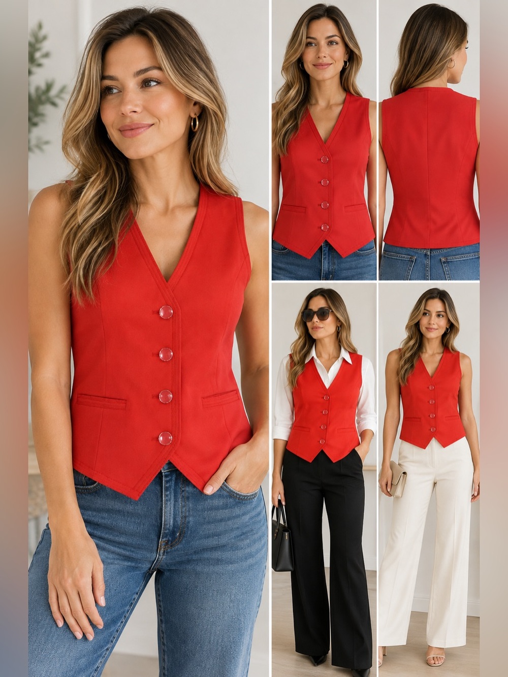 Bagatelle Collection New York Deep Mango Tailored Button-Front Vest XS
